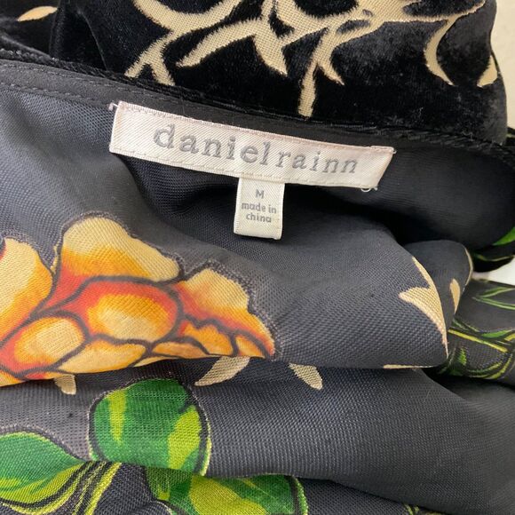 Daniel Rainn Women M Velour Boho Open Front Cardigan Kimono Topper Fringe gypsy - Picture 4 of 9